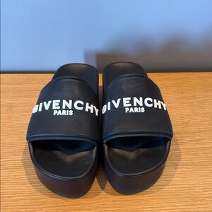 Givenchy Black Slides with White Logo